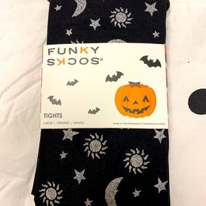 New Halloween tights black with silver large